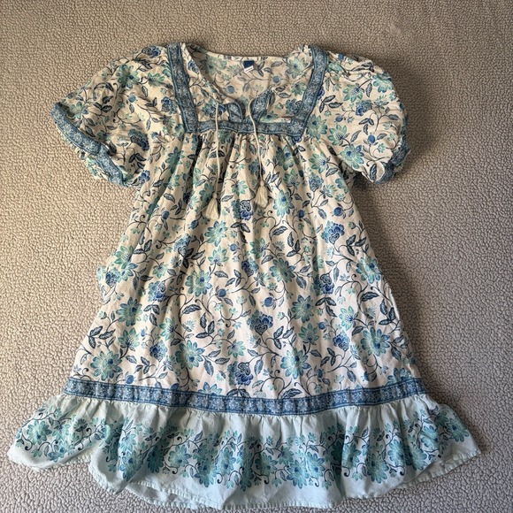 Old Navy Boho Floral Blue Dress Size Large Women's Cottagecore Casual- Lined - Picture 2 of 11